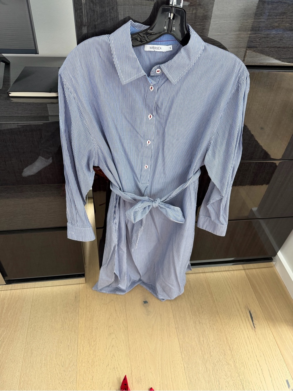 Mersea Blue Stripe Shirt Dress with Tie Waist